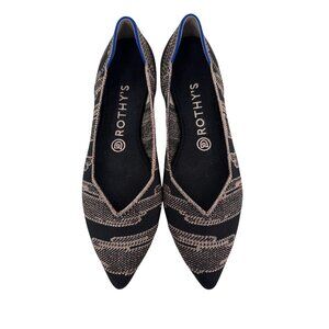Rothy’s Women’s Size 8.5 Black & Tan‎ Gold Shimmer Pointed Toe Flats